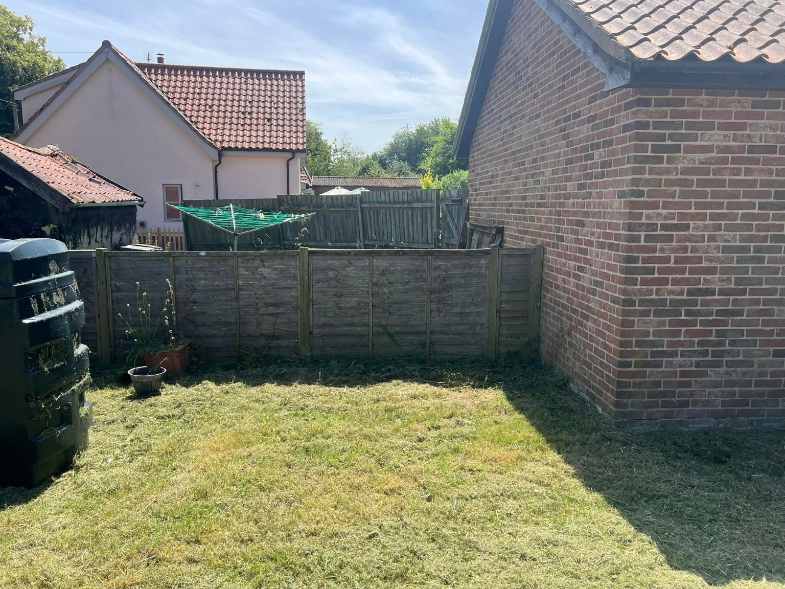 Garden corner after grass cutting