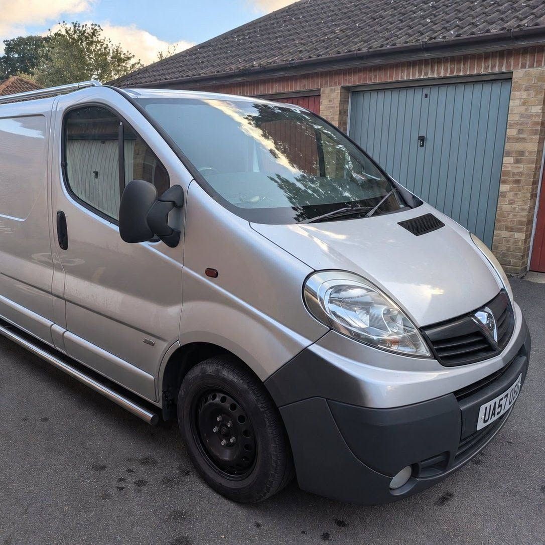 The silver Mooovit van on a driveway