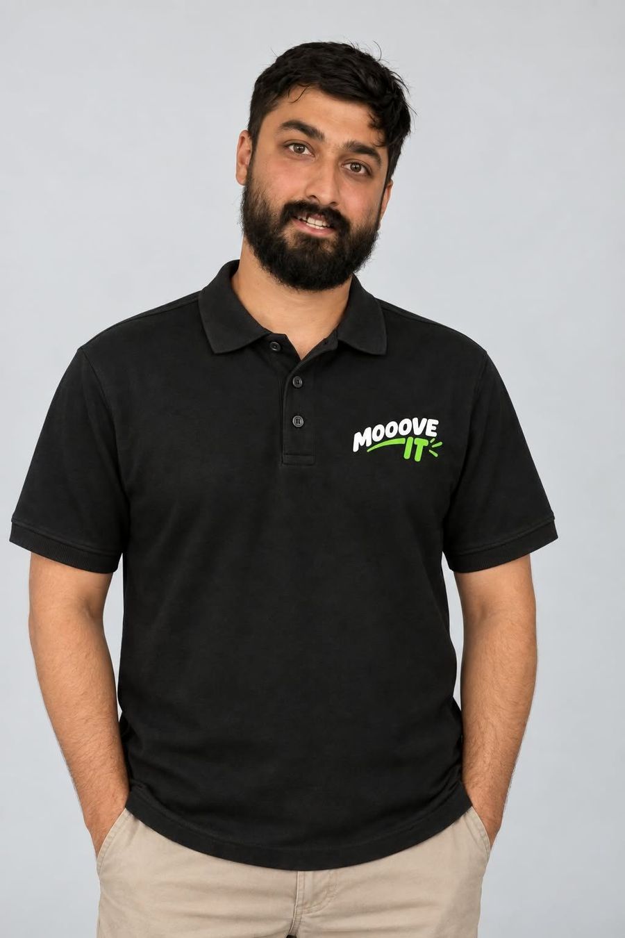 Joe from Mooovit in a branded polo shirt
